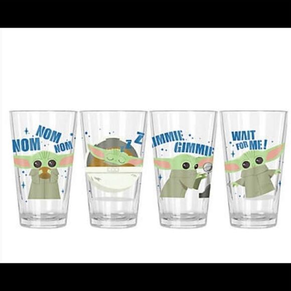 Disney Star Wars The Mandalorian Baby Yoda Child Set of 4 16 OZ Glasses - Picture 4 of 8